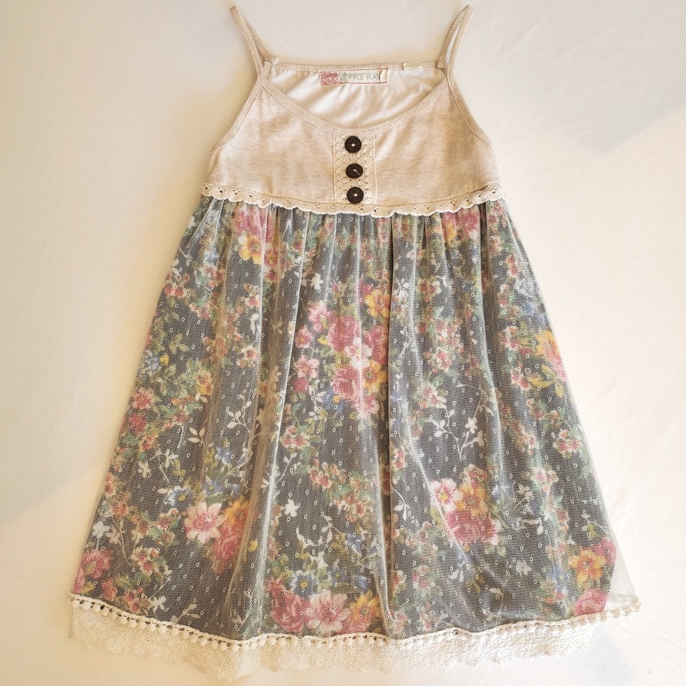 Girls Multi-Layer Floral Dress